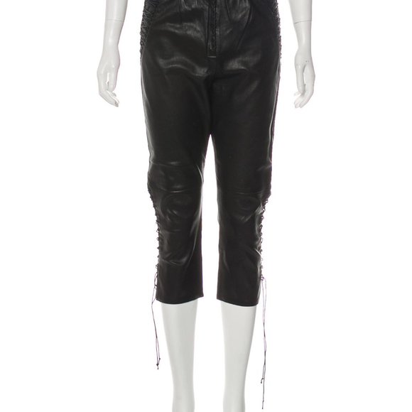 ISABEL MARANT • Cleavon Black Leather Leggings 42 - Picture 12 of 14